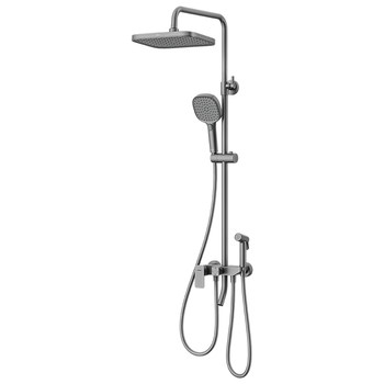 Wrigley bathroom gunmetal gray copper shower set