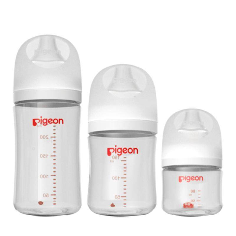 Pigeon glass baby bottle with natural and solid feel and wide diameter