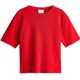 HM women's wool sweater autumn fashion round neck short sleeves inner red sweater short top 1220582
