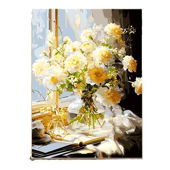 Niche art living room modern decorative painting finished oil painting style fresh flowers bedroom small fresh hanging painting retro pastoral