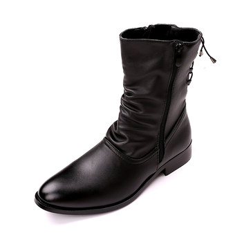 Pointed toe korean style men's boots trendy leather boots fashionable martin boots