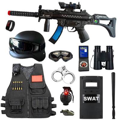 Children's little police toy set black cat sheriff hat boy special forces outdoor special police equipment toy gun
