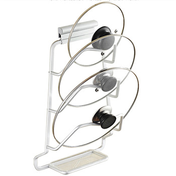 Punch-free space aluminum pot lid stand kitchen storage pendant