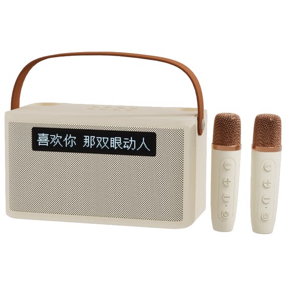 话筒音响一体麦克风k歌无线儿童家用家庭KTV蓝牙音箱显示歌词字幕