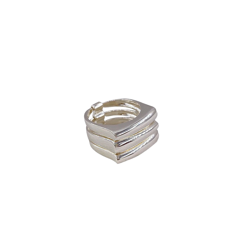 S925 three-layer retro fashion hip-hop stacking ring for women