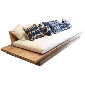 Solid wood sofa log style small apartment double three-person nordic wasabi style japanese living room backrest sofa chair