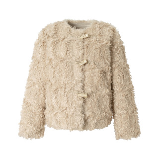 Rpb brand environmentally friendly fur all-in-one fur coat for women small horn button warm top