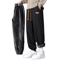 Pants mens autumn and winter 2023 new style velvet thickened leggings sweatpants trendy brand loose sports casual trousers