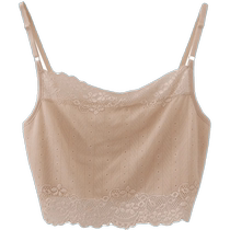 Lace silk mulberry silk camisole womens braless padded short anti-exposure breast-covering flesh-colored skin tone tube top underwear