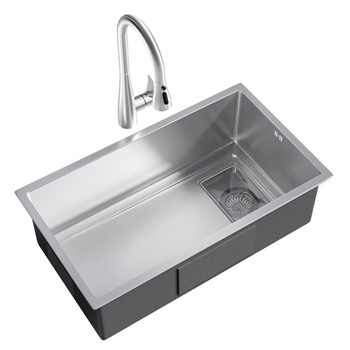 Lambas sink large single tank 304 stainless steel kitchen household dishwashing basin embossed undercounter handmade basin