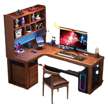 Dongwo Zhaojiangshijia corner solid wood computer desk e-sports table bedroom desk bookshelf integrated L-shaped office desk