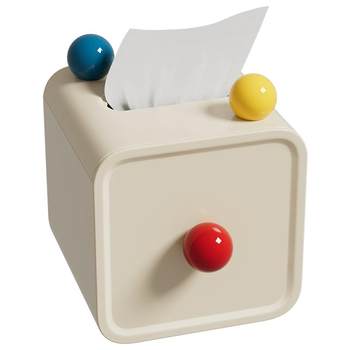Roll paper tube box desktop living room dopamine meal storage coffee table creative cream style cute roller tissue box