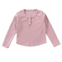 Childrens t-shirts 2023 spring and autumn new style solid color versatile long-sleeved baby pit bottoming shirt tops for boys and girls trendy