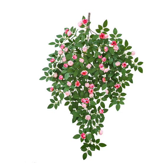 Simulated victorian rose wall hanging rattan decoration