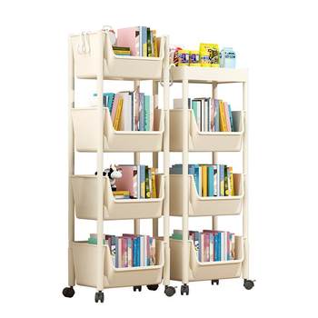 Boke children's storage rack is movable and self-locking