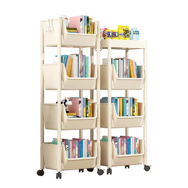 Boke children's storage rack is movable and self-locking
