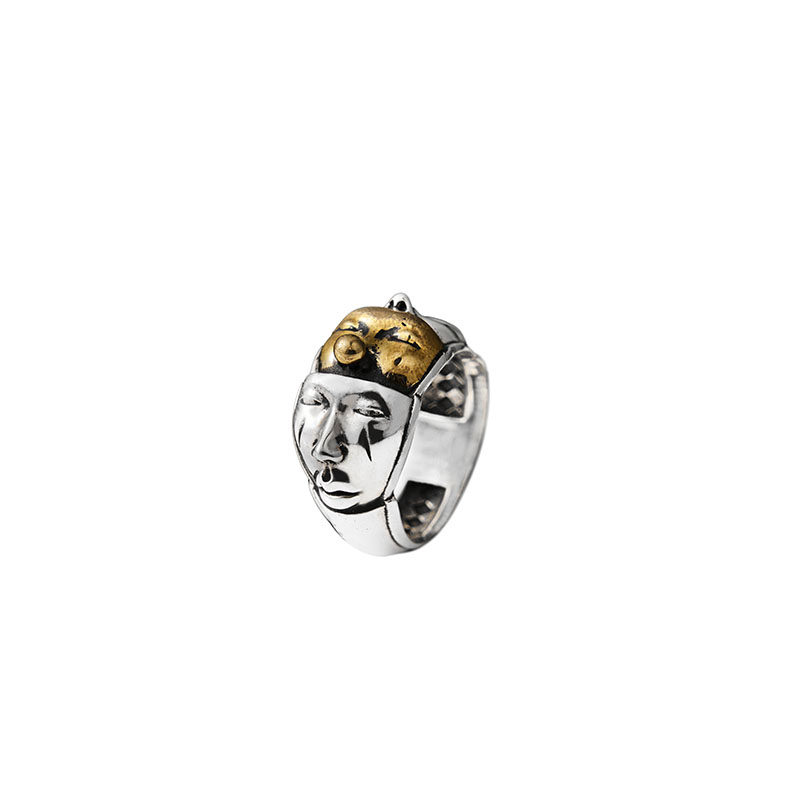 Arthur.k vintage face clown ring silver for men and women