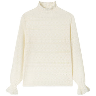 慕兔法式气质半高领蕾丝打底衫女2025冬新款加绒加厚宽松长袖上衣