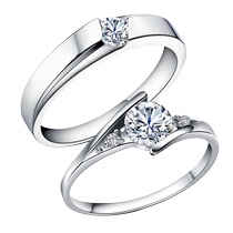 Pure silver lovers ring a pair of mosanstone diamond ring male and female with light lavish senior sense for the ring of the ring