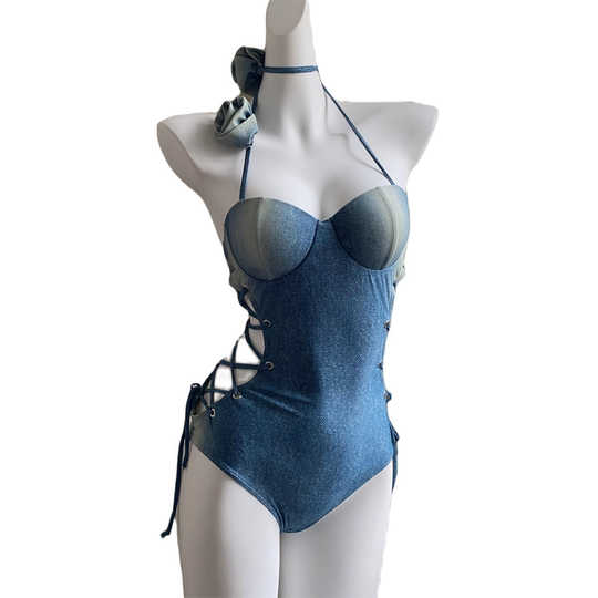 OMOM2025春夏新款连体泳衣女钢托聚拢显瘦遮肚温泉度假泳装