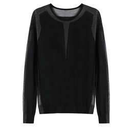 Cardigan women's 100 pure loose spring black knitted bottoming sweater spring and autumn 2023 new long-sleeved thin sweater