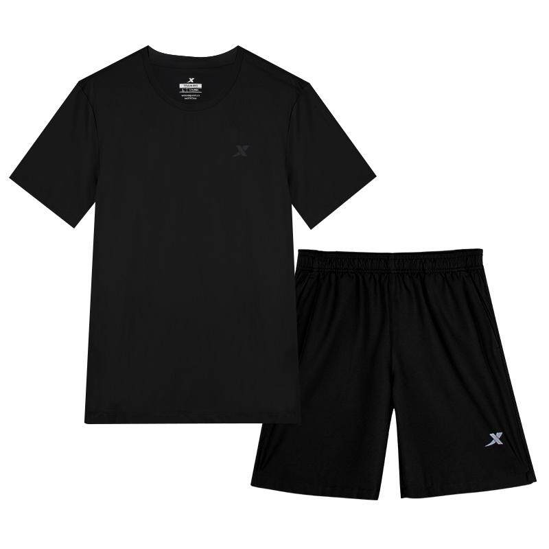 Xtep running sports suit men's ice silk summer short sleeves
