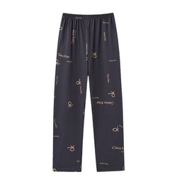 Langsha men's pajama pants summer pure cotton trousers thin summer casual large size single trousers spring and autumn loose home trousers