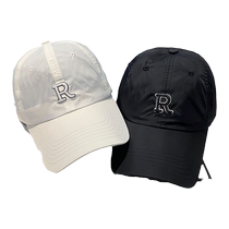 Outdoor sports baseball hat womens fashion R letter white peaked hat mens trendy summer thin sun hat fashionable