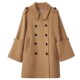 Amii2025冬新款双排扣中长款毛呢大衣全绵羊毛小个子双面呢外套女