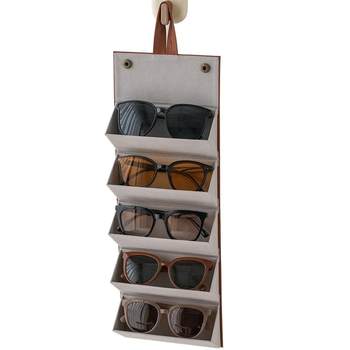 Multi-grid glasses storage box, hangable and foldable