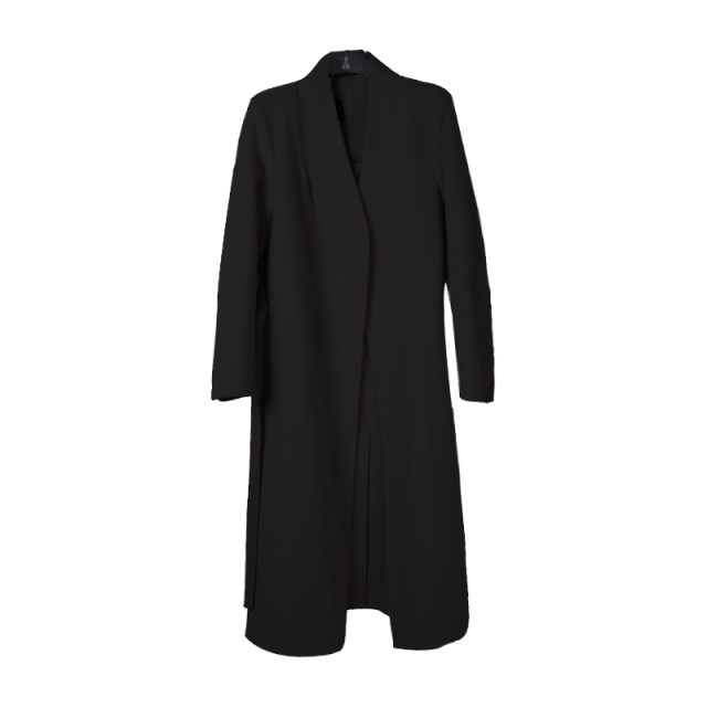 高级感粉色无领双面呢羊毛大衣女中长款修身显瘦正肩毛呢大衣外套