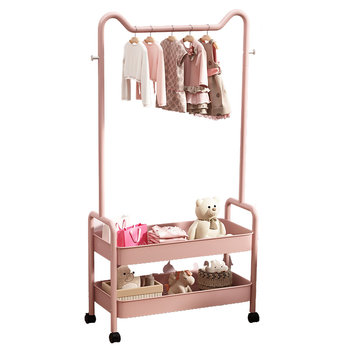 Children's clothes rack floor bedroom small clothes rack girl storage rack household room clothes rack pink