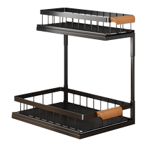 厨房水槽下置物架多功能整理储物可抽拉式橱柜内调料架下水槽收纳