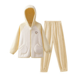 October Crystal Milk Velvet Hooded Homewear Set Spring Thickened Maternity Pajamas for Pregnant Women, Suitable for Wearing Outside, Postpartum Clothing