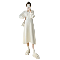 Maternity Autumn Dresses 2024 New French Hepburn Style Loose and High-Quality Knitted Long Skirts to Wear During Pregnancy