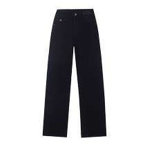 Black narrow wide-leg jeans for women in spring and autumn new style high-waisted straight-leg loose and versatile trousers for small people floor-length trousers