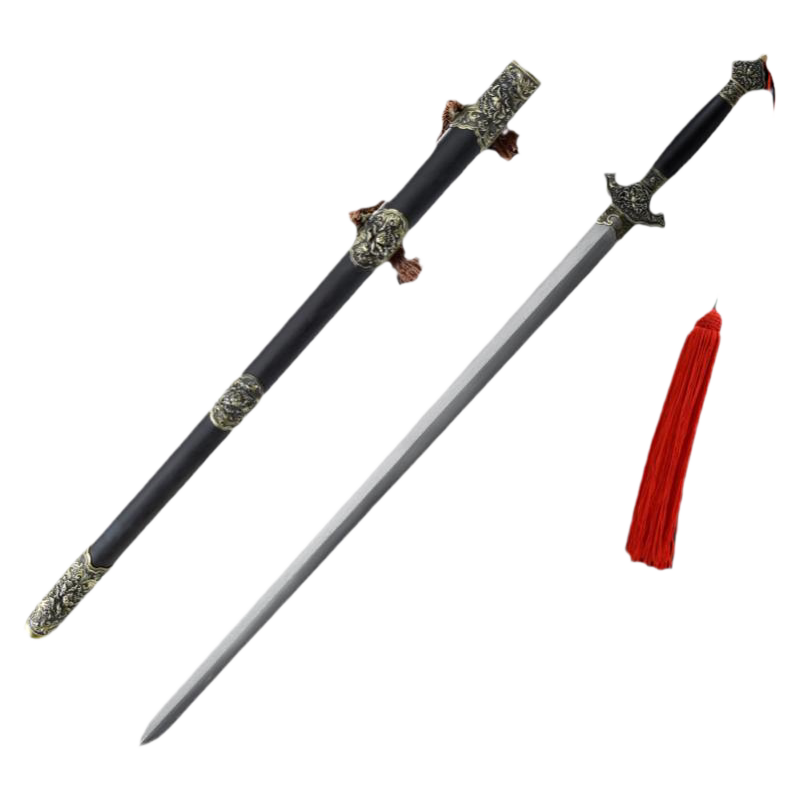 龙泉尊武刀剑文化清剑牡丹剑手工花纹钢镇宅古代宝剑未开刃冷兵器