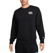 Nike NIKE CLUB black pullover sweatshirt mens French terry round neck printed sweatshirt FZ0765-010