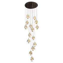 Hollow Spiral Staircase Chandelier in a Self-Built Villa, Modern Light Luxury with a High-End Feel, High-Ceiling Loft Duplex Building