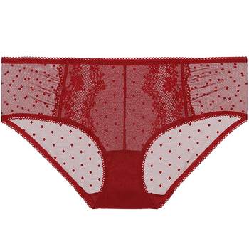 Aimeili Shopping Mall Underwear Women's Lace Polka Dot Mesh Cotton Crotch Covering Hips without Crotch Low Waist Boxer Briefs IM23BGP1