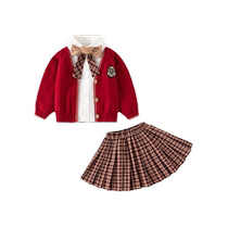 Girls dresses childrens suits autumn clothes childrens preppy princess dresses one-year-old baby dresses spring and autumn three-piece sets