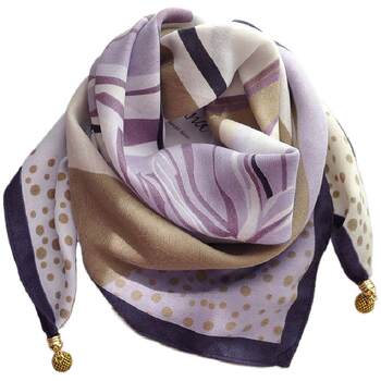 Cotton and linen purple magnetic buckle silk scarf for women 2025 new style