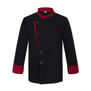 高档纯棉厨师服长袖加绒加厚餐饮饭店面点烘焙学校厨师工作服短袖