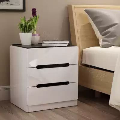 Bed cabinet Simple modern European-style paint storage cabinet Solid wood pastoral storage cabinet Bedroom storage cabinet Bed cabinet