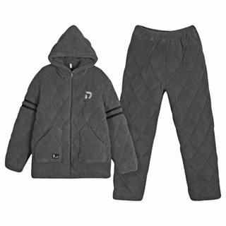 Men's coral velvet quilted three-layer thickened pajamas can be worn outside