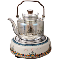 Rongshantang Electrical Appliances Glowing Gold and Silver Burnt Glass Teapot Seawater River Cliff Tea Maker Household Electric Ceramic Stove Tea Stove