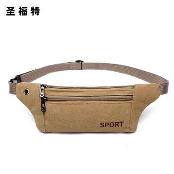 Outdoor waterproof and wear-resistant new pure canvas close-fitting small waist bag mobile phone waist bag for women and men sports running casual breast bag