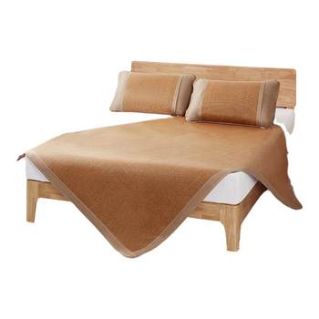 Mengjie home textile imitation rattan mat set summer cool mat foldable easy storage cool mat pillowcase three-piece soft mat