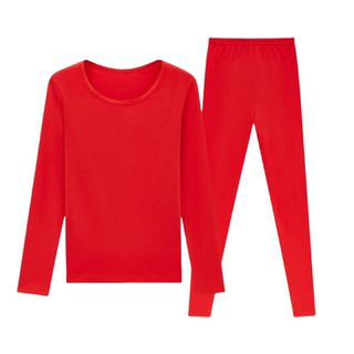 三枪内衣女中厚纯棉圆领长袖大红秋冬本命年秋衣秋裤打底保暖套装