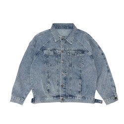 XMOB Studio new autumn light blue denim jacket men's trend versatile super -mumber men's loose denim jacket